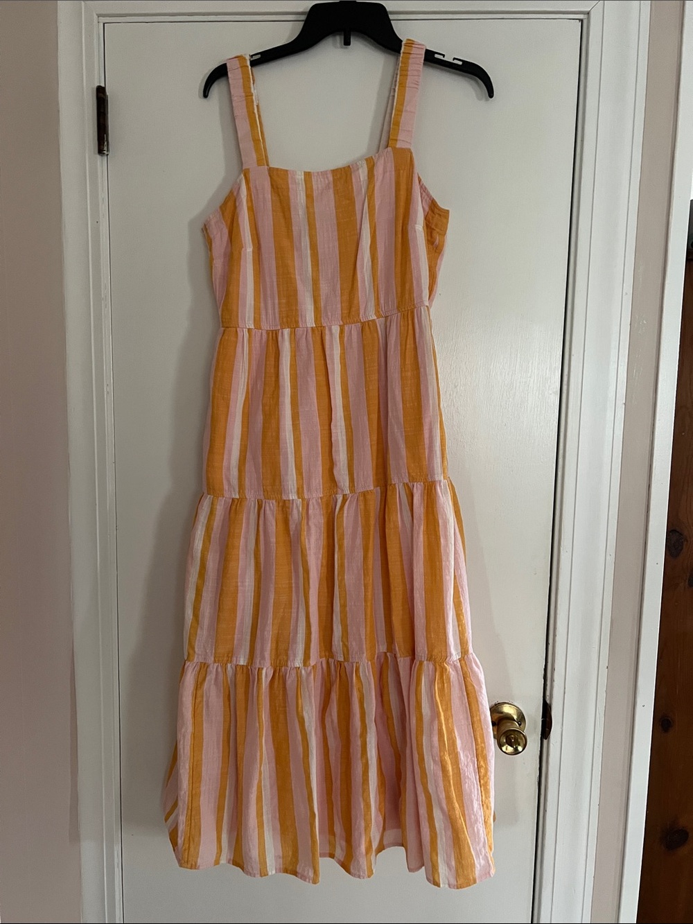 Summer Stripe Maxi Dress in Pink and Mustard